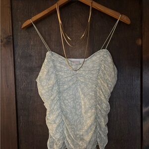 No Boundaries Light Sage Green Floral Camisole with FREE herringbone necklace